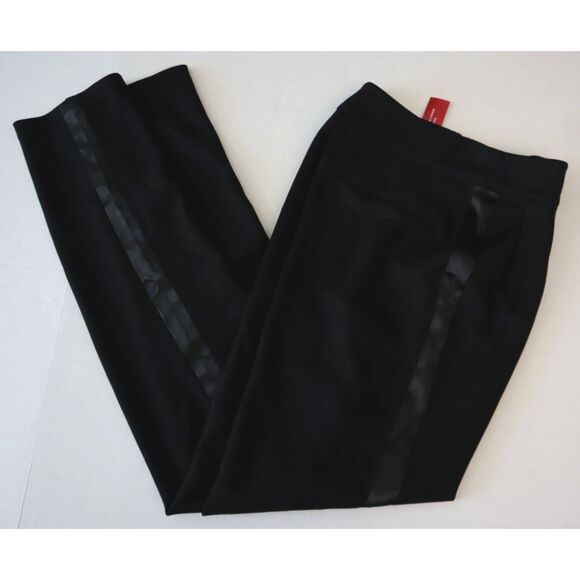 CARBON38 YD832 Women's Sz XS Black Satin Side Stripe Straight Leg Tuxedo Pants - Picture 13 of 13